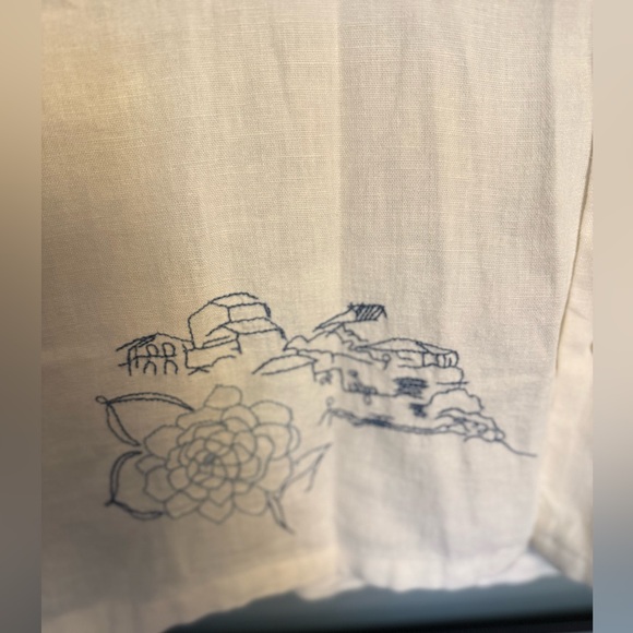 Abercrombie & Fitch White Linen Blend Shirt with Amalfi Coast Embroidery - Picture 5 of 6